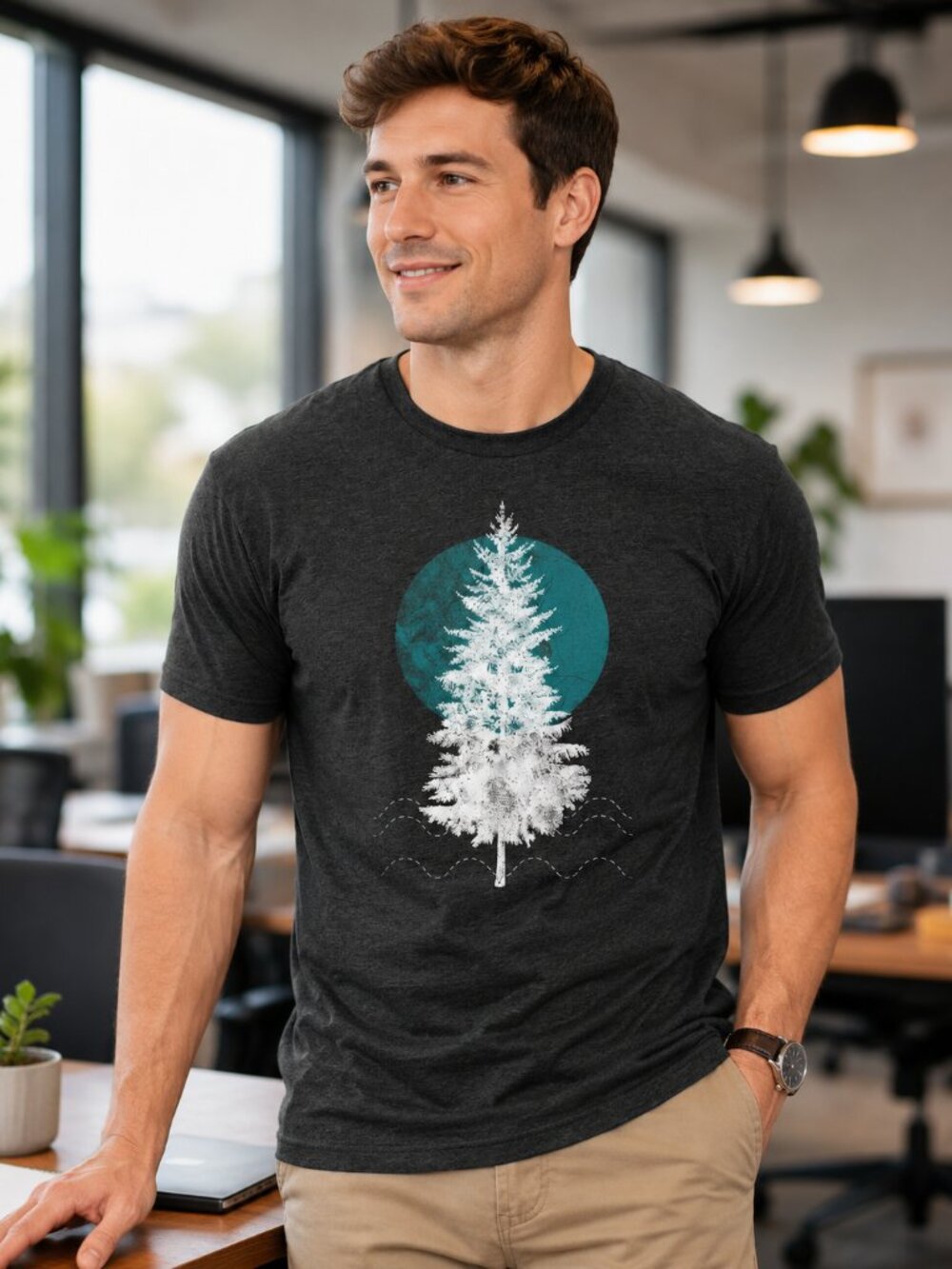 Men’s Map of the Pines T-Shirt | Forest Adventure Graphic Tee | Vintage Outdoor